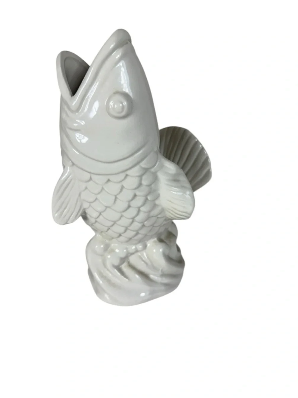 White Ceramic Fish Vase - Elegant Home Accent‎